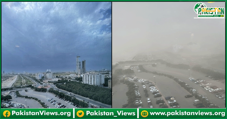 کراچی میں شدید گرمی کے بعد ریت کا طوفا ن،